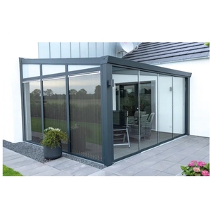 Kit véranda extérieure moderne en aluminium avec toit incliné en verre trempé et cadre en alliage d'aluminium - Product Image 1