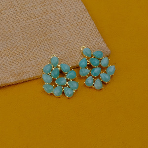 สร้อยคออัญมณีธรรมชาติจี้หยดน้ำฝนอเมซอนชุบทองป้องกันการเสื่อมเสียทำด้วยมือ - Product Image 3