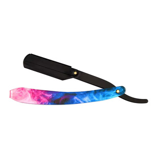 Rasoir droit de coiffeur noir pliable personnalisé en acier inoxydable - Product Image 2