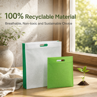 Sac écologique non tissé découpé en D, scellé par ultrasons, réutilisable, avec poignée découpée, pour salons professionnels, événements, emballage de vêtements