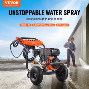 VEVOR Nueva Hidrolavadora a Gasolina de 3500 PSI y 2.6 GPM con Bomba de Aluminio, 5 Pistolas de Pulverización y Lanza de Extensión de 4000 PSI - Product Image 2