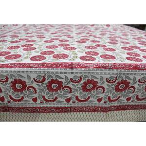 100% Cotton Red & White Floral Hand Block Print <b>Tablecloth</b> Spring Summer Decor for Dining <b>Parties</b> Weddings for Hotels - Product Image 3