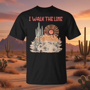 T-shirt I Walk The Line Desert Cactus Sunset, style occidental, unisexe, taille adulte - Product Image 3
