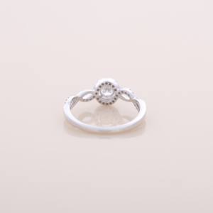 Bague de fiançailles en or blanc, rose et jaune 9K plaqué rhodium, sertie d'un diamant de 0,447 ct cultivé en laboratoire, certifié IGI, avec halo torsadé - Product Image 4