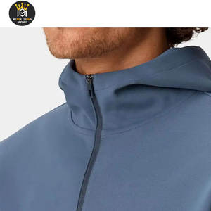 เสื้อฮู้ดซิปครึ่งตัวของผู้ชายเสื้อฮู้ดแบบมีซิปครึ่งสีล้วนสำหรับผู้ชายดีไซน์ดีที่สุด - Product Image 5