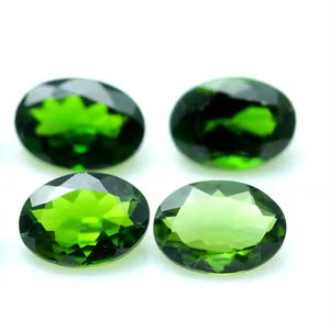 โครเมี่ยมธรรมชาติ 100% Diopside รูปไข่ตัดเหลี่ยมเพชรพลอยหลวมของแท้ปรับเทียบขนาดอัญมณีสําหรับเครื่องประดับทุกประเภทใช้จํานวนมาก - Product Image 1