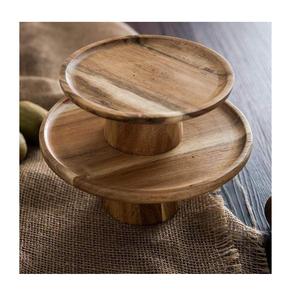 แท่นวางเค้กสำเร็จรูปไม้อะคาเซียมะม่วงยังไม่เสร็จสิ้นดีไซน์ทำด้วยมือเครื่องมือตกแต่งเค้ก2ชั้นรูปทรงกลม - Product Image 1