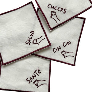 Servilletas de lino 100% con letras bordadas y borde festoneado Servilletas y accesorios de tela elegantes - Product Image 6