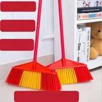 Balai à tête large en soie glacée rouge et jaune, avec manche en bois, pour le nettoyage domestique, en classe et dans la salle de bain