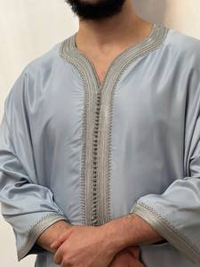 ชุดอาบายะห์อัลฮิจราห์คุณภาพพรีเมียม ชุดโทบแบบโมร็อกโกสำหรับผู้ชาย ผ้าโพลีเอสเตอร์ระบายอากาศได้ดี แขนยาว ปักลายแบบดั้งเดิม ชุดละหมาดมุสลิม - Product Image 4