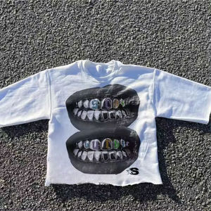 Camiseta blanca con hombros descubiertos de gran tamaño 300 Gsm Graphic Dtg Print Streetwear para hombre, camiseta Vintage lavada con ácido, camiseta recortada de peso pesado - Product Image 4