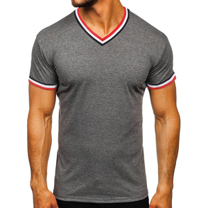 Camiseta de Cuello en V para Hombre, Corte Ajustado, Color Sólido, con Logotipo Personalizado e Impresión, Algodón/Fibra de Bambú, Casual, Manga Corta, Cómoda - Product Image 6