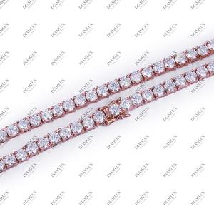 Collier tendance en or rose avec chaîne tennis en diamants ronds, au meilleur prix - Product Image 2