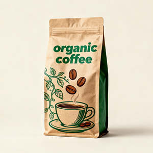 Custom Security Kraft Paper Flat Bottom <b>Pouch</b> Gravure Printing High for Barrier Food Grade <b>Coffee</b> Tea Packaging Ziplock Valve - Product Image 4