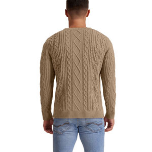 Suéter de cuello redondo de ajuste clásico para hombres de alta calidad 2025 nueva llegada suéteres de punto de algodón sostenible de alta calidad para hombres - Product Image 2