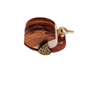 Ensemble de 4 dessous-de-verre en bois artisanal en forme de cygne et de canard avec support pour tasse à thé ou à café, décoration de table - Product Image 4