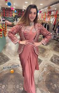 Sari en soie Rangoli pour femmes, style tendance, nouveau, prêt à porter, avec broderie, Koti entièrement brodé, Butta, fabriqué en Inde - Product Image 4