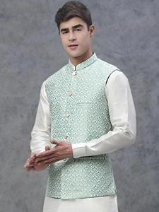 Gilet traditionnel formel d'été respirant sans manches pour hommes, vêtement culturel pour usage extérieur, vente en gros, exportation - Product Image 4