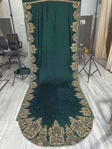 Venta caliente elegante verde somalí Dirac Saree con abalorios detallados para ocasiones especiales disponibles para la venta - Product Image 2