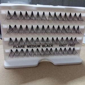 Handmade Flare Knot Synthetic Hair Transparent Plastic Individual False <b>Lashes</b> Thick Fluffy 60 56 <b>Clusters</b> Natural Long Curl C - Product Image 3