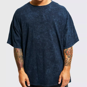 Camiseta de gran tamaño con lavado ácido de algodón 100% de alta calidad para hombres, tela de lona transpirable y ecológica de ajuste holgado - Product Image 1