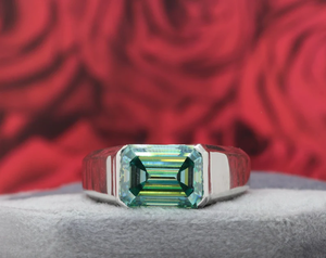 แหวนผู้ชายลายเพชรโมอิสสีฟ้า3.17 CT แหวนหมั้นและแต่งงานสำหรับเครื่องประดับแฟชั่นของผู้ชาย - Product Image 3