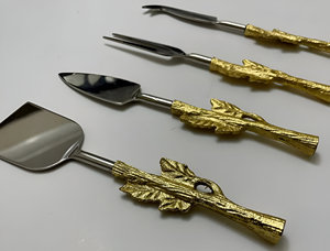 ราคาไม่แพงทําด้วยมือโลหะลายนูนออกแบบใบจับชีสชุดเครื่องมือแพ็ค 4 ชิ้น - Product Image 6