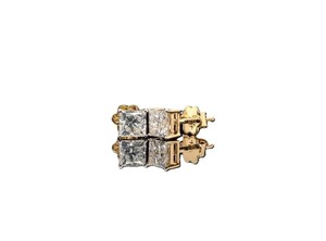Lurba Jewels Classic 18K White/Yellow Fine Fashion <b>Stud</b> Earrings Lab Grown Diamond 1.20 Ct Princess Cut Unisex Gift - Product Image 5