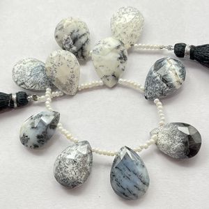 Perles de briolette opale dendrite en forme de poire à facettes de haute qualité pierres précieuses naturelles pour la fabrication de bijoux - Product Image 3