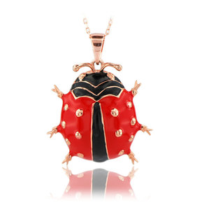 Collier Charme Bohème Coccinelle en Or 14K Émaillé, Bijou Animal Mignon, Cadeau pour Femmes et Enfants, Mariage, Fiançailles - Product Image 6