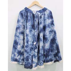 Women's <b>Boho</b> Summer <b>Skirt</b> Elastic Waist Breathable Indigo Tie-Dye Prints Hippie Casual Style - Product Image 3