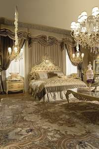 Luxury Mahogany Midcentury Modern King Size 5-Piece Solid <b>Wood</b> Bedroom Set 2 Nightstands Hand Carved Ornate Design Durable - Product Image 4