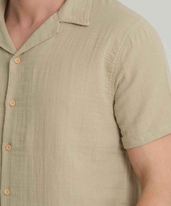 Conjunto de 2 Piezas de Ropa Urbana para Hombre, Camiseta Polo de Manga Corta, Camisa de Botones de Algodón con Tejido Waffle, Top Transpirable y Pantalones Cortos - Product Image 5