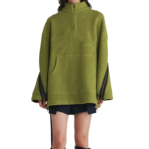 Sweat-shirt unisexe surdimensionné à demi-zip en molleton français à ourlet brut, délavé à l'acide, délavé au soleil, déchiré, style streetwear pour homme 2026 - Product Image 1