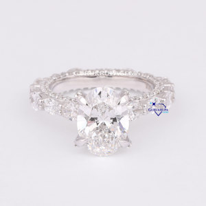 Exclusivo 3,00 CT corte ovalado CVD laboratorio cultivado diamante 14KT oro blanco sólido moda para mujeres anillo de bodas joyería personalizada - Product Image 1