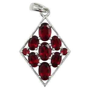 Wholesale Rhodium Plated Minimalist <b>Garnet</b> <b>Pendant</b> 925 Sterling Silver Diamond Shape Multi-Stone Design - Product Image 1