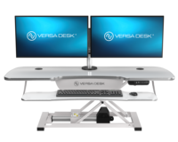 Convertisseur de bureau électrique réglable en hauteur VersaDesk PowerPro Elite en bois, design moderne, interrupteur programmable, bureau de travail
