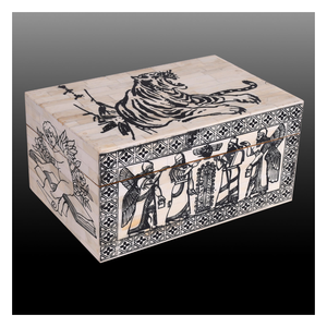 Cajas de joyería con incrustaciones de hueso de primera calidad, muebles de consola rectangulares artesanales únicos para almacenamiento, fines de joyería ocultos concebibles - Product Image 6