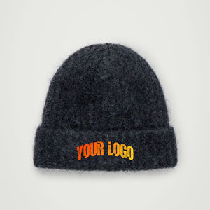 Gorro de mohair unisex para hombre tejido jacquard personalizado con logotipo personalizado ropa de calle cálida gorro de mohair de invierno para hombre - Product Image 1