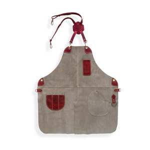Tablier en cuir et toile personnalisable de qualité supérieure, imperméable, élégant, avec fermeture à pression, manches courtes, pour grillades, barbecue, barman, travail du bois - Product Image 1