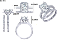 Cincin Kawin Berlian Buatan Laboratorium Potongan Radiant 2 Ct Lurba Jewels, Set Pertunangan Emas Putih 14k Solid, Bersertifikat IGI, Gaya Vintage untuk Pengantin