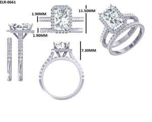 Anillo de Compromiso de Diamante Cultivado en Laboratorio con Corte Radiante de 2 Quilates, Conjunto de Anillo de Compromiso de Oro Blanco Sólido de 14k, Conjunto Nupcial de Diamantes para Mujer - Product Image 6