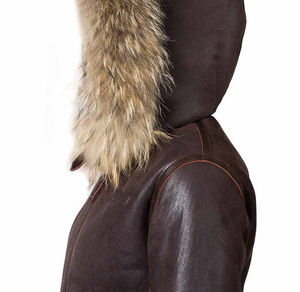 แจ็คเก็ตหนังแท้คุณภาพสูง ออกแบบเองได้ สำหรับผู้ชาย หนังแกะแท้ ขนแกะนุ่ม พร้อมเข็มขัด สไตล์บอมเบอร์ สำหรับทุกเพศ - Product Image 6