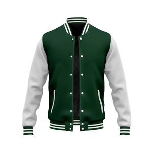 Veste bomber en cuir sur mesure en gros, veste de baseball décontractée à épaules tombantes pour homme, coupe ajustée - Product Image 5