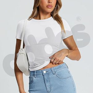 Camisetas básicas para mujer, camisetas de verano, manga corta, Color blanco, ropa de entrenamiento de moda, nuevo estilo, vestido de Camiseta con cuello redondo - Product Image 5