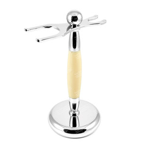 Soporte para afeitado Sharpinst Stand 307 de acero inoxidable de alta calidad, color plateado y madera, en estuche con cremallera Renix negro - Product Image 1