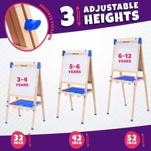 Caballete <span class=keywords><strong>de</strong></span> Arte <span class=keywords><strong>de</strong></span> madera para niños Pizarra blanca <span class=keywords><strong>de</strong></span> doble cara Caballete <span class=keywords><strong>de</strong></span> pie Soporte <span class=keywords><strong>de</strong></span> tablero <span class=keywords><strong>de</strong></span> pintura adecuado para niños y niñas - Product Image 5