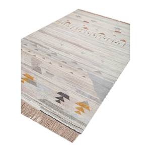 Freedom Manchaha Hand Knotted Wool & Silk <b>Rug</b> Geometric Pattern in <b>Grey</b> Black for Home Living Room Bedroom 10mm <b>Thickness</b>-Lub-44 - Product Image 1