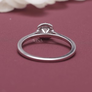 IGI Certified Cushion Cut Diamond Halo Solitaire <b>Ring</b> in 18KT Yellow / Rose & White Gold - Product Image 4