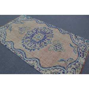 Alfombra Vintage de 4.4x7.7 pies, Alfombra Azul de Estilo Suroeste, Alfombra de Lana - Product Image 4